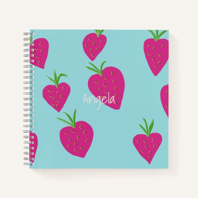 Pretty Sweet Strawberry Square Notebook  (Front)
