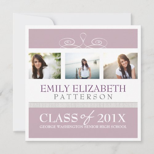 Pretty Swirl Photo Collage Graduation Invitation
