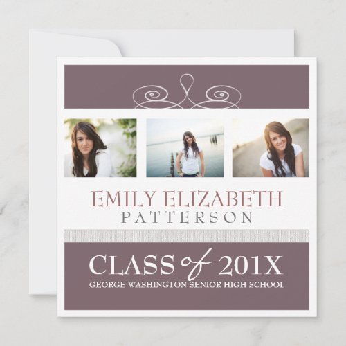 Pretty Swirl Photo Collage Graduation Invitation