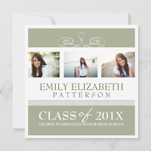 Pretty Swirl Photo Collage Graduation Invitation