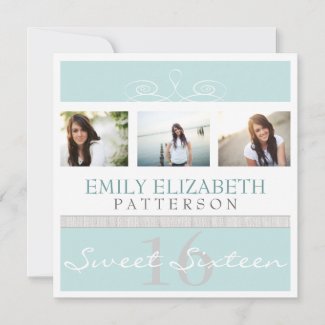 Pretty Swirl Photo Collage Sweet 16 Invitation