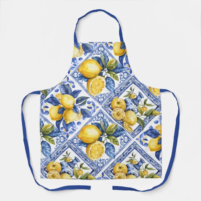 Pretty Talavera Tile All-Over Print Apron Lemons (Front)