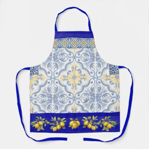 Pretty Talavera Tile All_Over Print Apron Lemons 2