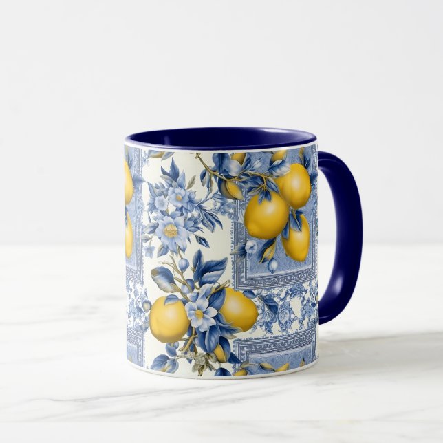 Pretty Talavera Tile All-Over Print Lemons Mug (Front Right)