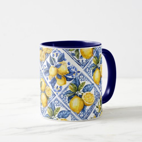 Pretty Talavera Tile All_Over Print Lemons Mug