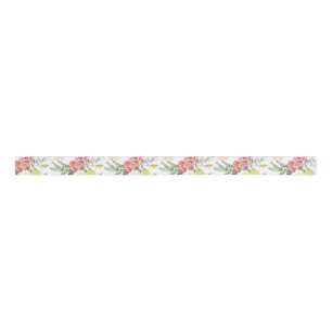 Pretty Tan Floral Grosgrain Ribbon
