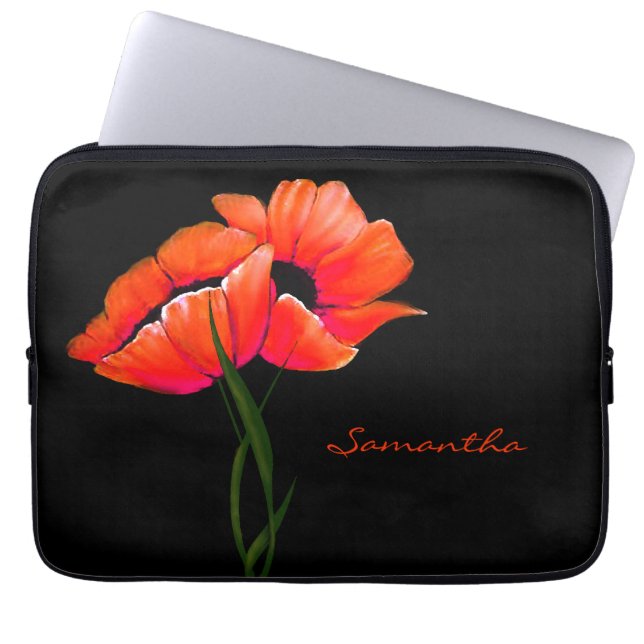 Pretty Tangerine Poppies Laptop Case (Front)