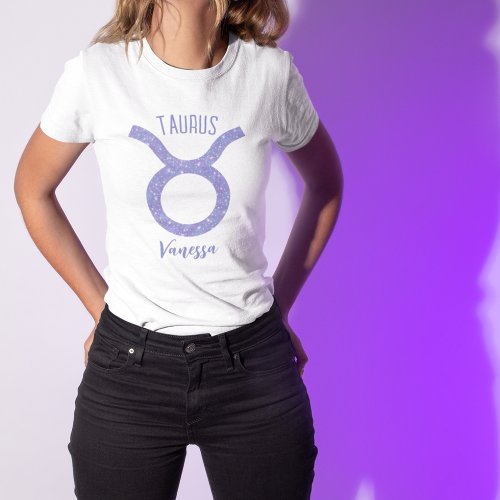 Pretty Taurus Astrology Sign Custom Purple Womens T_Shirt
