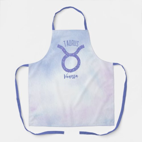 Pretty Taurus Astrology Sign Personalized Purple Apron