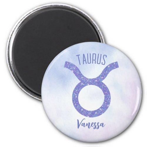 Pretty Taurus Astrology Sign Personalized Purple Magnet