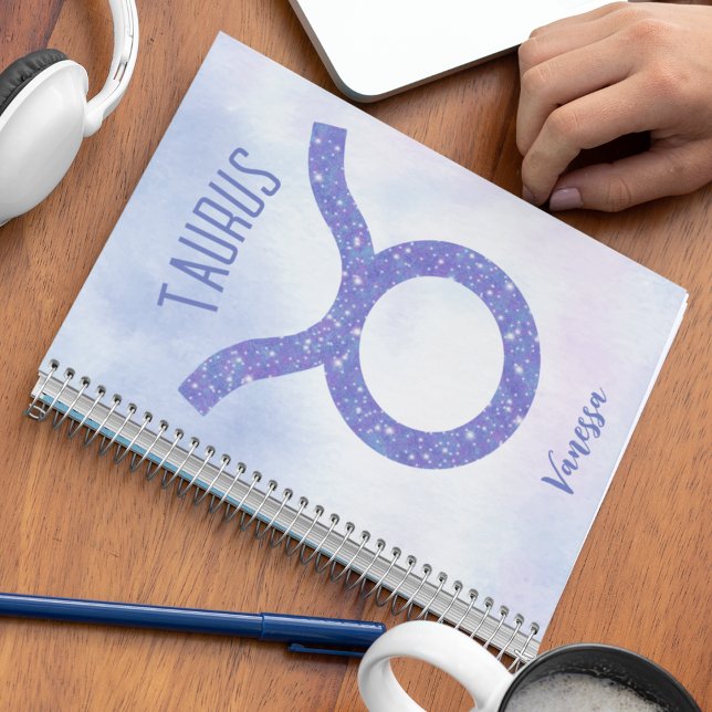 Pretty Taurus Astrology Sign Personalized Purple Notebook (Creator Uploaded)