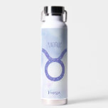 Pretty Taurus Astrology Sign Personalized Purple Water Bottle<br><div class="desc">This pretty,  personalized purple and lavender Taurus water bottle features your astrological sign from the Zodiac in a beautiful sparkle like the constellations. Customize this cute astrology symbol gift with your name in beautiful cursive script for someone with a late April or early May birthday.</div>