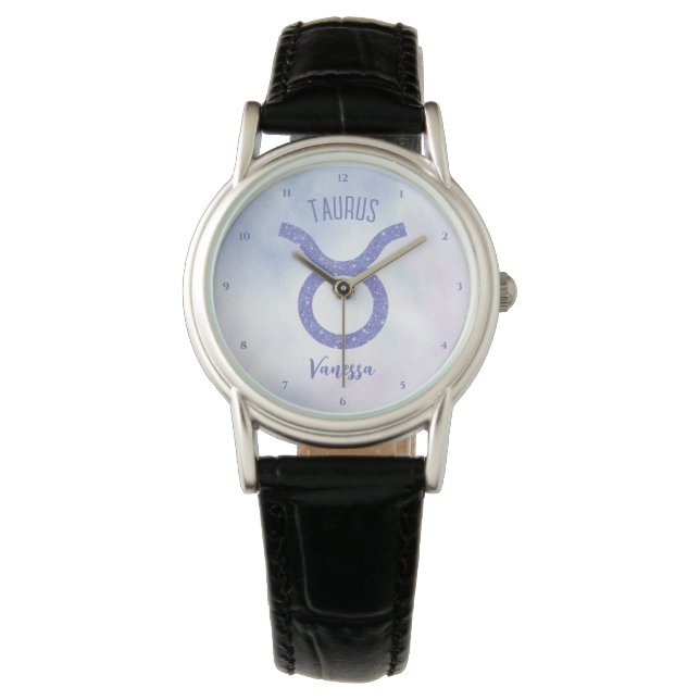 Pretty Taurus Astrology Sign Personalized Watch (Front)