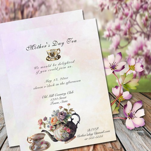 Pretty Tea Cups Mothers Day Bridal Shower Invitation