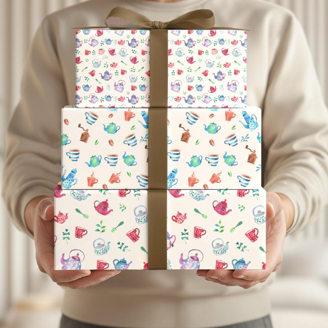 Pretty Tea Party and Coffee Patterns Wrapping Paper Sheets (Creator Uploaded)