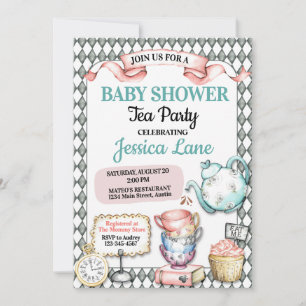 Pretty Tea Party Baby Shower Invitation