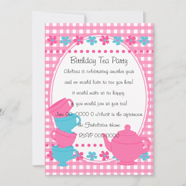 Pretty Tea Party Invitation (Front)