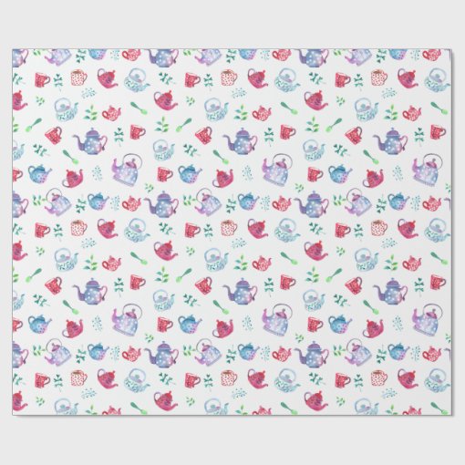 Pretty Tea Party Pattern Wrapping Paper Zazzle