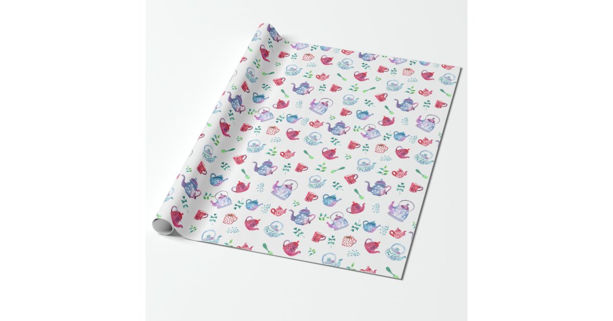 Pretty Tea Party Pattern Wrapping Paper Zazzle