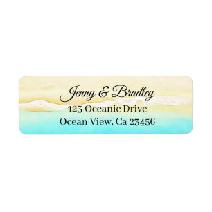 Pretty Teal and Sand Ocean Shore Label