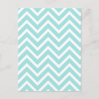 Pretty Teal and White Chevron Pattern Postcard