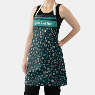 Pretty Teal Aqua Red White Scandinavian Snowflakes Apron