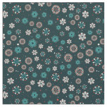 Pretty Teal Aqua Red White Scandinavian Snowflakes Fabric