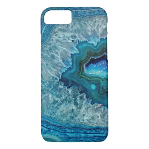 Pretty Teal Aqua Turquoise Geode Rock Pattern iPhone 87 Case