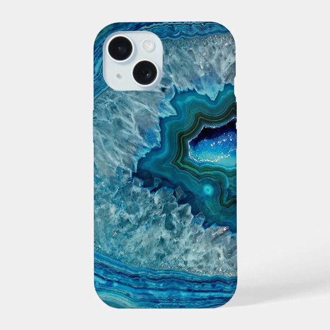 Pretty Teal Aqua Turquoise Geode Rock Pattern Iphone Case (Back)