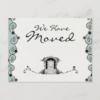 Pretty Teal & Black We have Moved Announcement Postcard