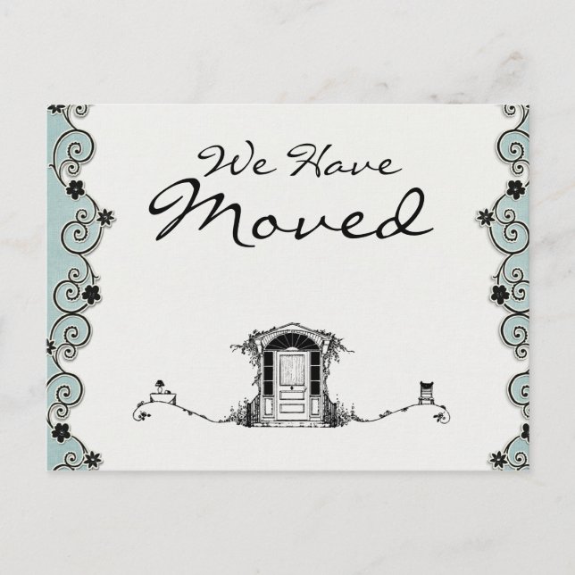Pretty Teal & Black We have Moved Announcement Postcard (Front)