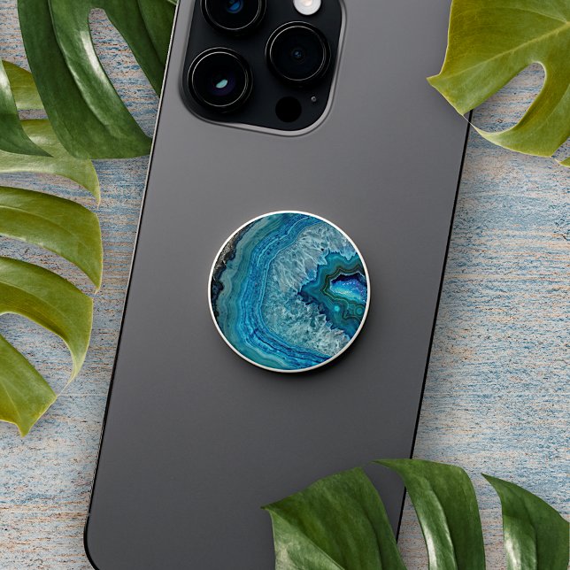Pretty Teal Blue Aqua Turquoise Geode Pattern PopSocket (Creator Uploaded)
