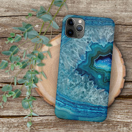 Pretty Teal Blue Aqua Turquoise Geode Rock Pattern iPhone 11 Pro Max Case