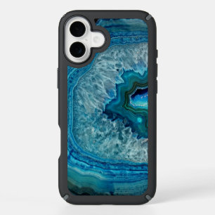 Pretty Teal Blue Aqua Turquoise Geode Rock Pattern iPhone 16 Plus Case