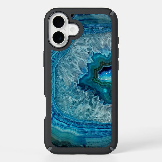 Pretty Teal Blue Aqua Turquoise Geode Rock Pattern Speck iPhone Case (Front)