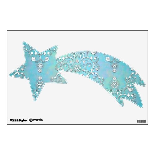 Pretty Teal Blue Damask Shooting Star Decal