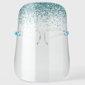 Pretty Teal Blue Glitter Confetti For Her Face Shield (Front)