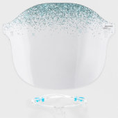Pretty Teal Blue Glitter Confetti For Her Face Shield (Front w/Glasses)