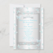 Pretty Teal Blue Quinceanera Party Tiara Butterfly Invitation (Back)