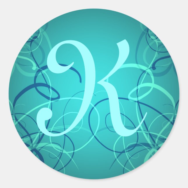 Pretty  teal blue ribbons stickers to personalize (Front)