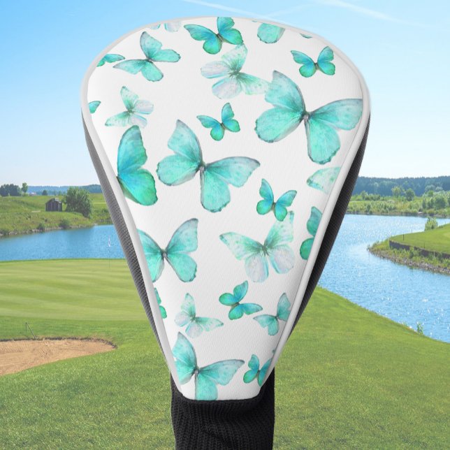 Pretty teal butterfly driver golf head cover (Creator Uploaded)