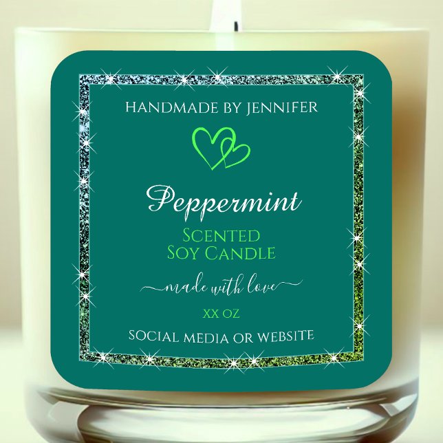 Pretty Teal Green Product Labels Glitter Sparkle (Creator Uploaded)