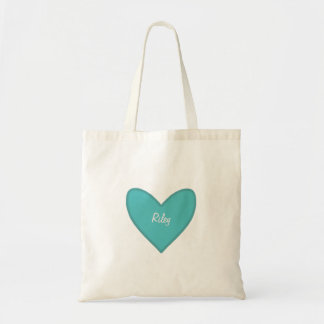 Pretty Teal Large Heart Valentine’s Day Tote Bag