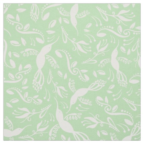 Pretty Teal Mint Green Hummingbirds Colibri Birds Fabric