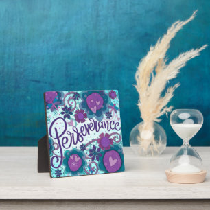 Pretty Teal Perseverance Custom Floral Plaque