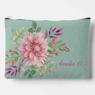 Pretty Teal & Pink Floral Cosmetic Bag