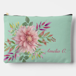 Pretty Teal  & Pink Floral Cosmetic Bag
