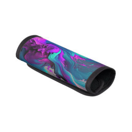 Pretty Teal Purple Abstract Modern Swirl Luggage Handle Wrap