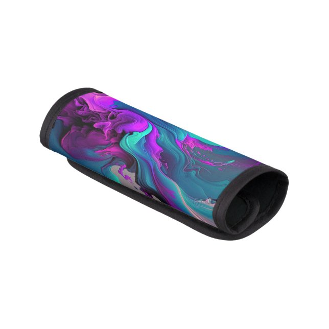 Pretty Teal Purple Abstract Modern Swirl Luggage Handle Wrap (Angled)