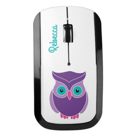 Pretty Teal Purple Cute Owl Personalized Kids Wireless Mouse